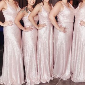 Morilee rose gold sequin floor length gown